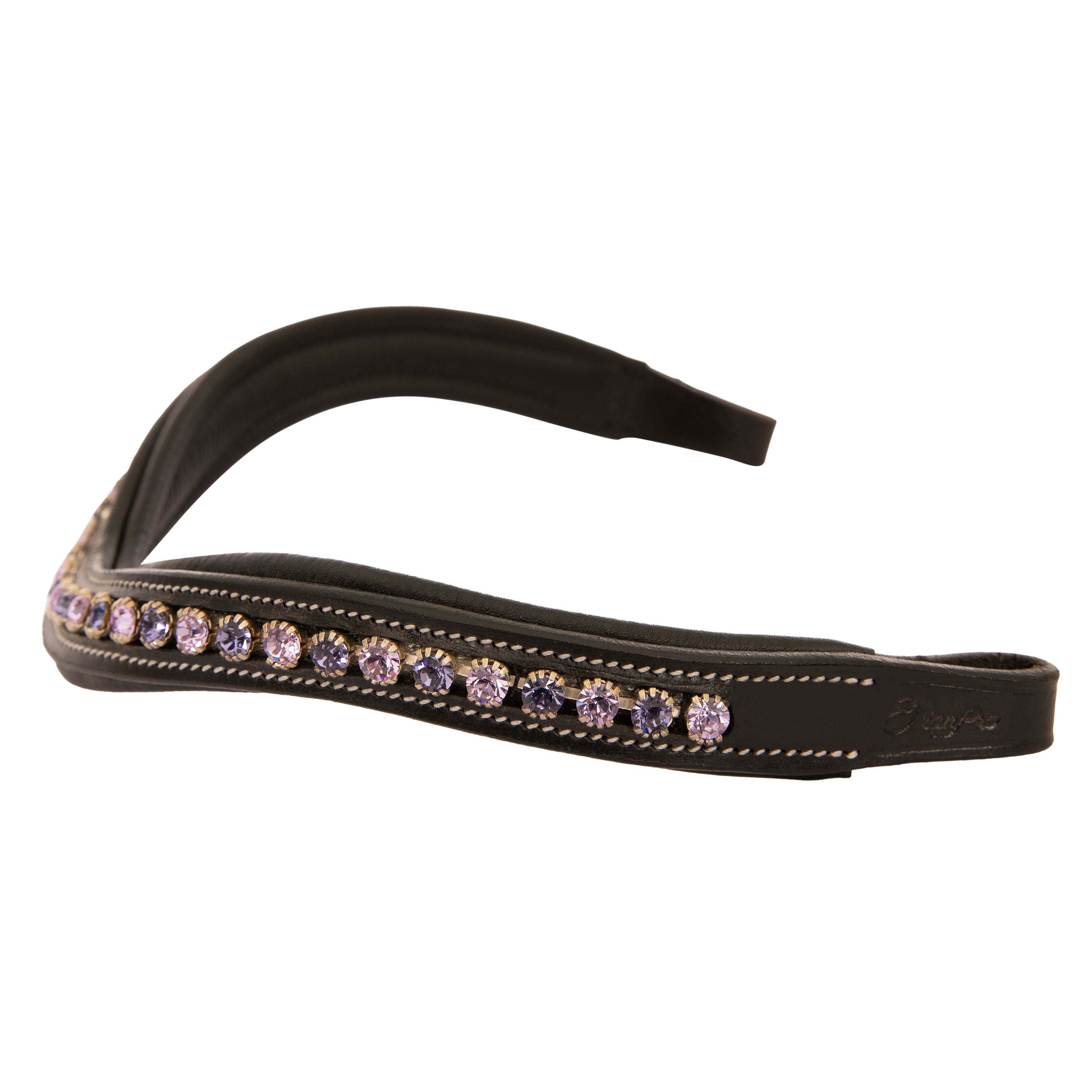 ExionPro Elegant Deep Curved Soft Padded Tanzanite, Violet Colored Crystal Decorated Browband by Bridles & Reins -...