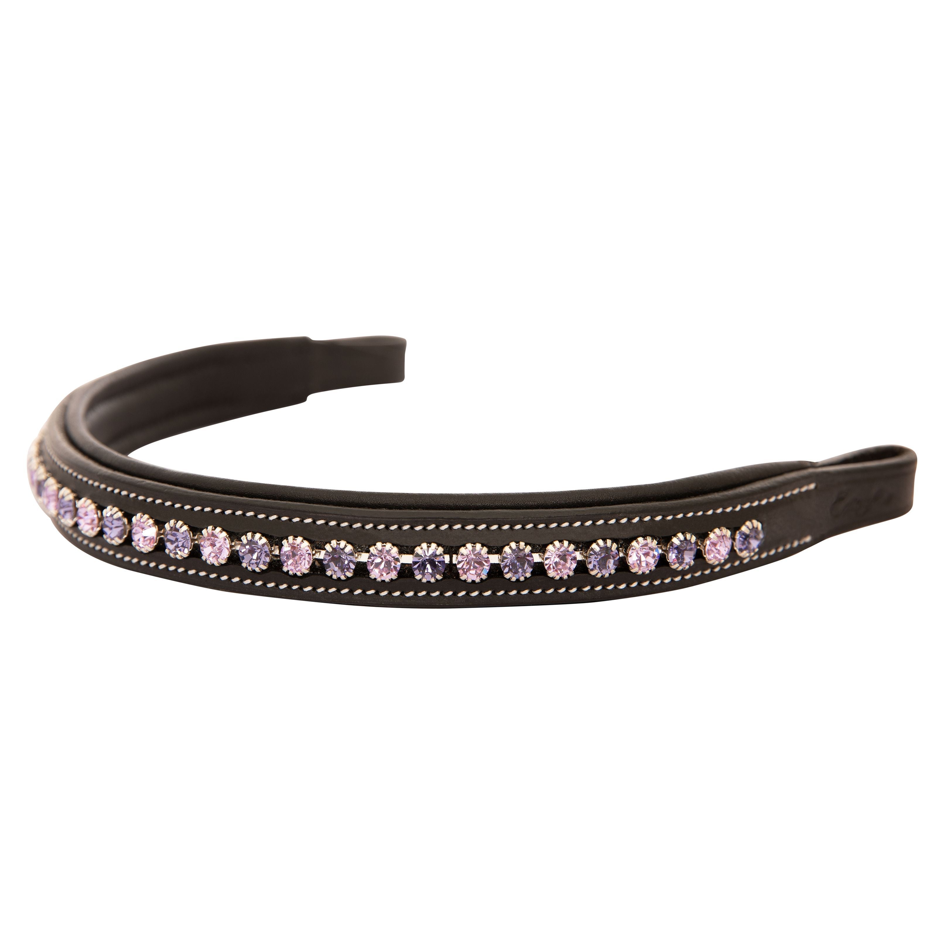 ExionPro Elegant Deep Curved Soft Padded Tanzanite, Violet Colored Crystal Decorated Browband by Bridles & Reins -...