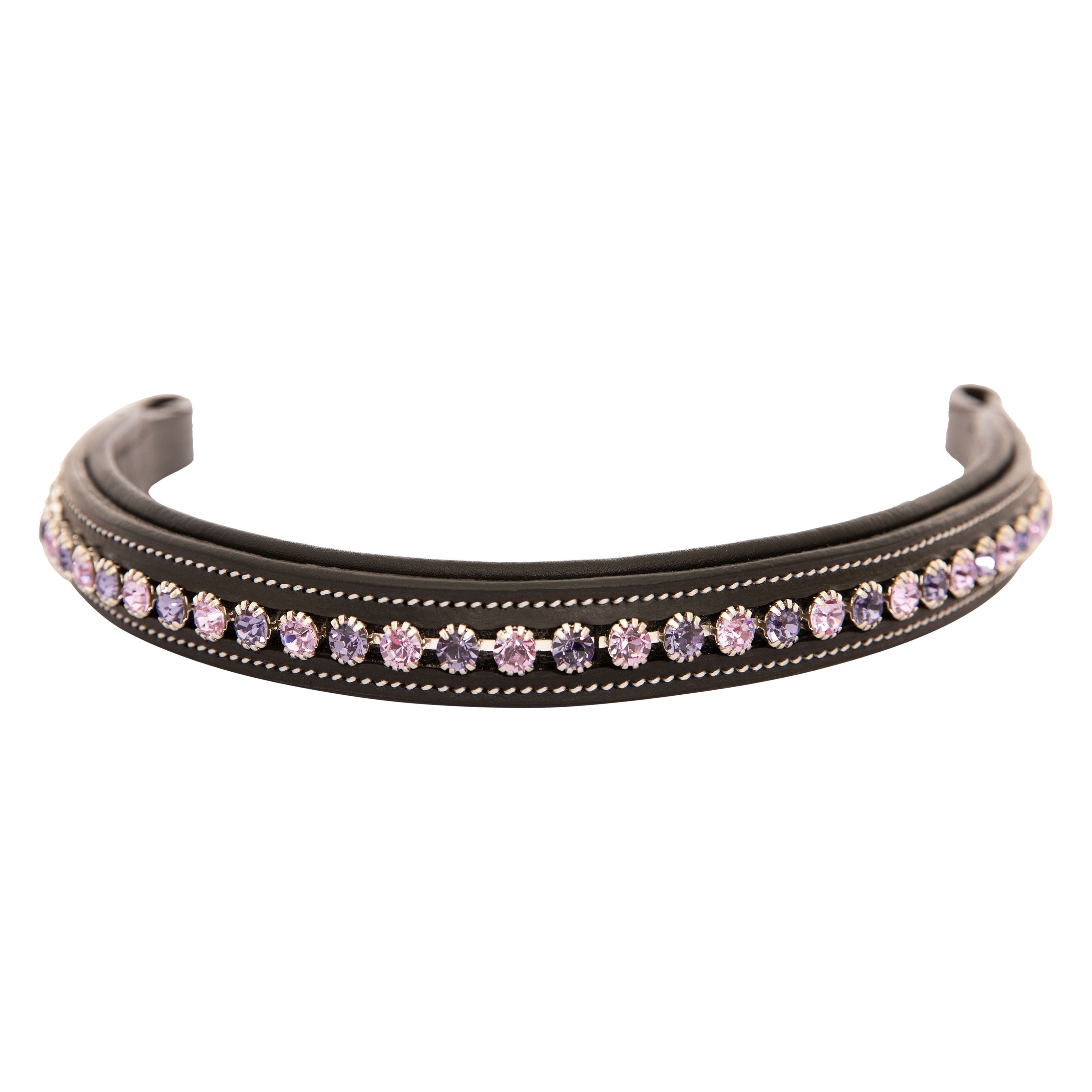 ExionPro Elegant Deep Curved Soft Padded Tanzanite, Violet Colored Crystal Decorated Browband by Bridles & Reins -...