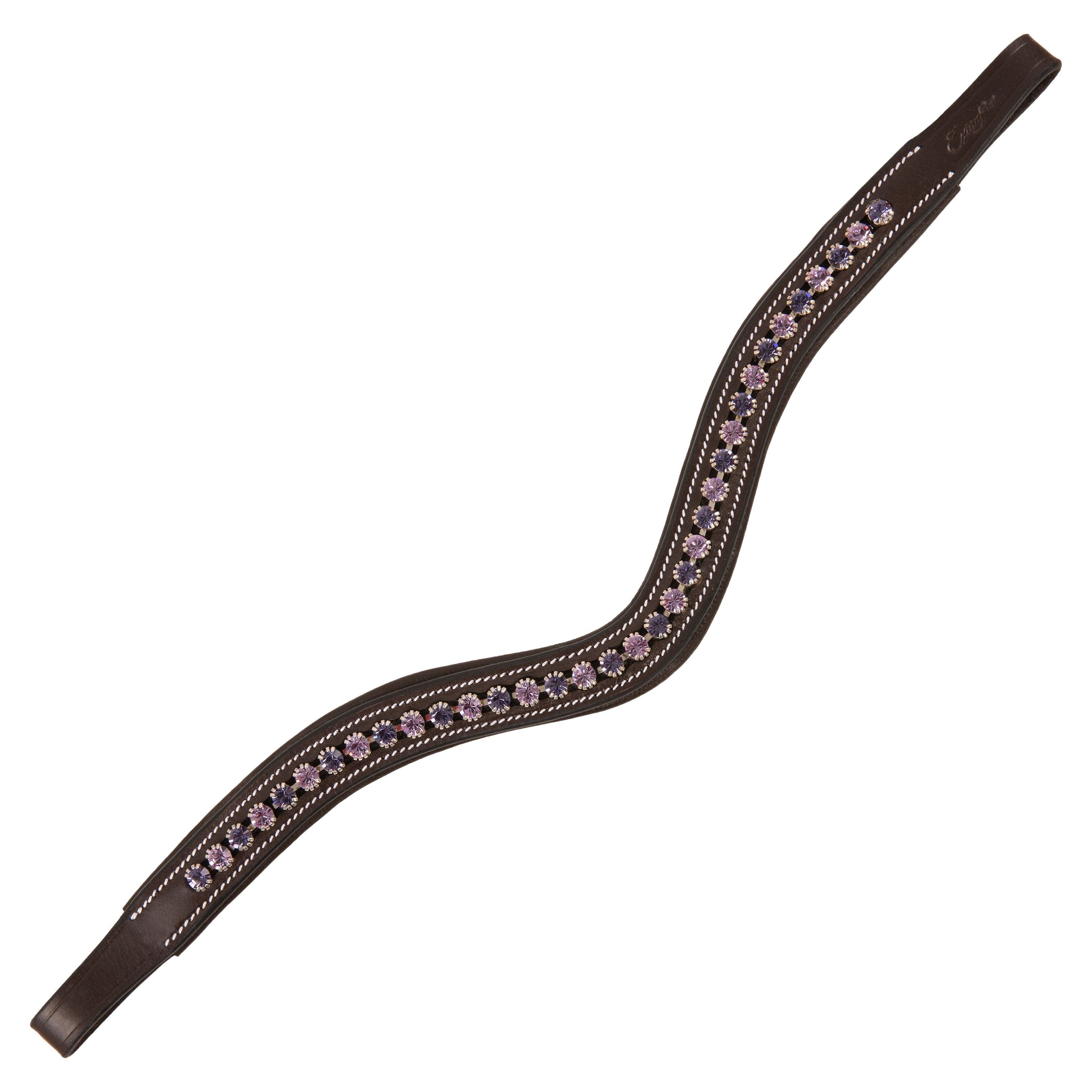 ExionPro Elegant Deep Curved Soft Padded Tanzanite, Violet Colored Crystal Decorated Browband by Bridles & Reins -...