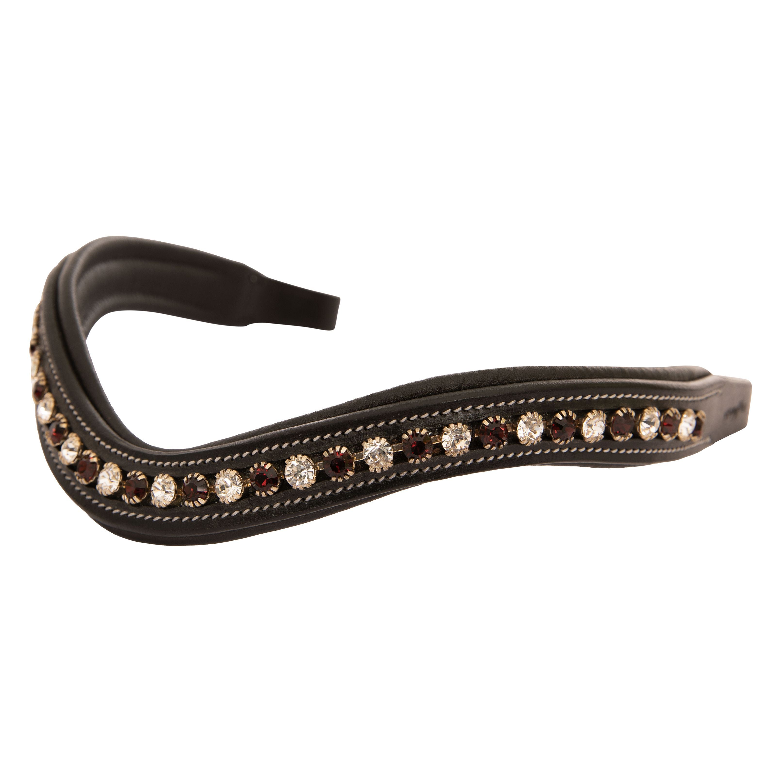 ExionPro Elegant Soft Padded Clear Crystal, Burgundy Colored Crystal Browband by Bridles & Reins - alternate view 6