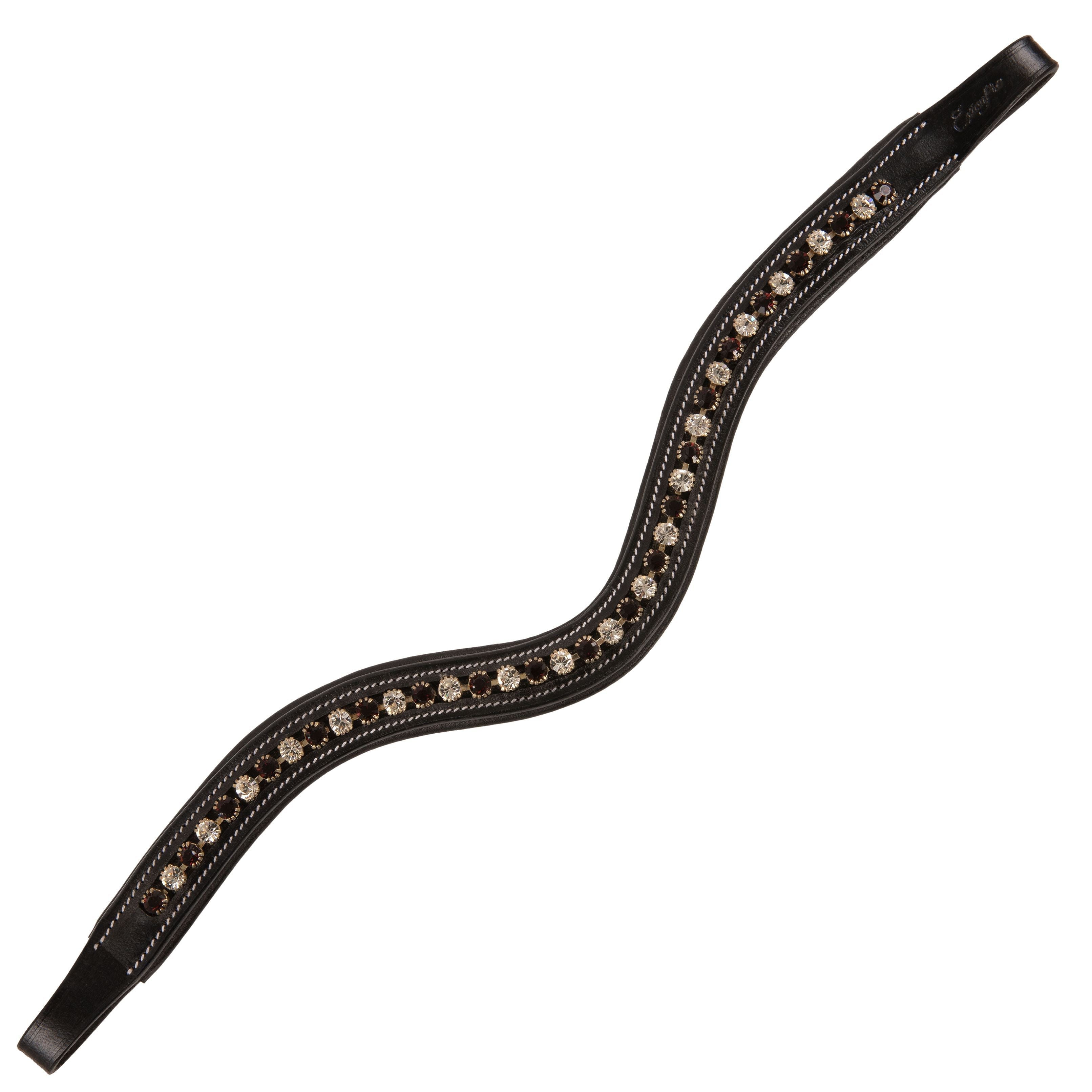 ExionPro Elegant Soft Padded Clear Crystal, Burgundy Colored Crystal Browband by Bridles & Reins - alternate view 2
