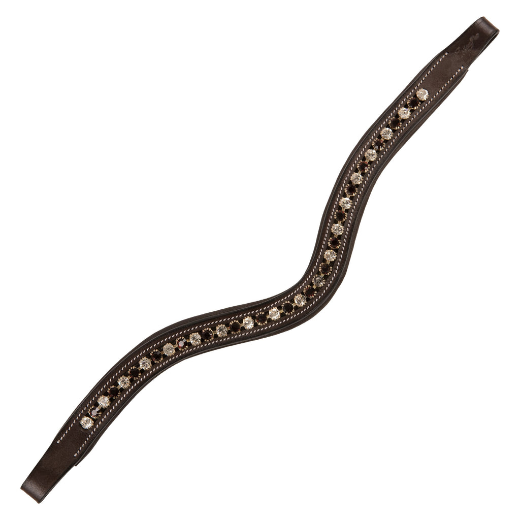 ExionPro Elegant Soft Padded Clear Crystal, Burgundy Colored Crystal Browband by Bridles & Reins