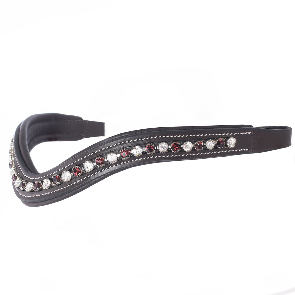 ExionPro Elegant Soft Padded Clear Crystal, Burgundy Colored Crystal Browband by Bridles & Reins - alternate view 5
