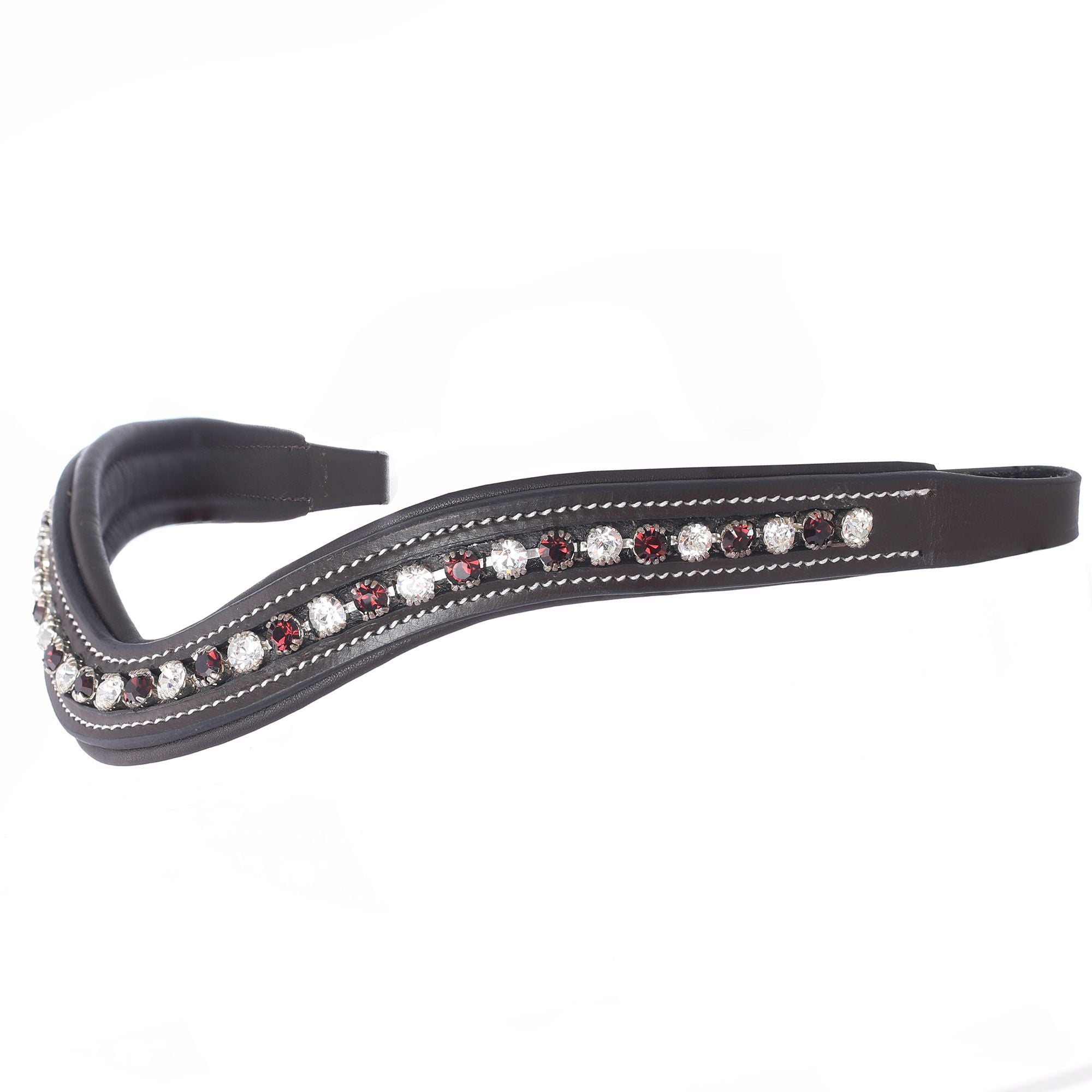 ExionPro Elegant Soft Padded Clear Crystal, Burgundy Colored Crystal Browband by Bridles & Reins - alternate view 5