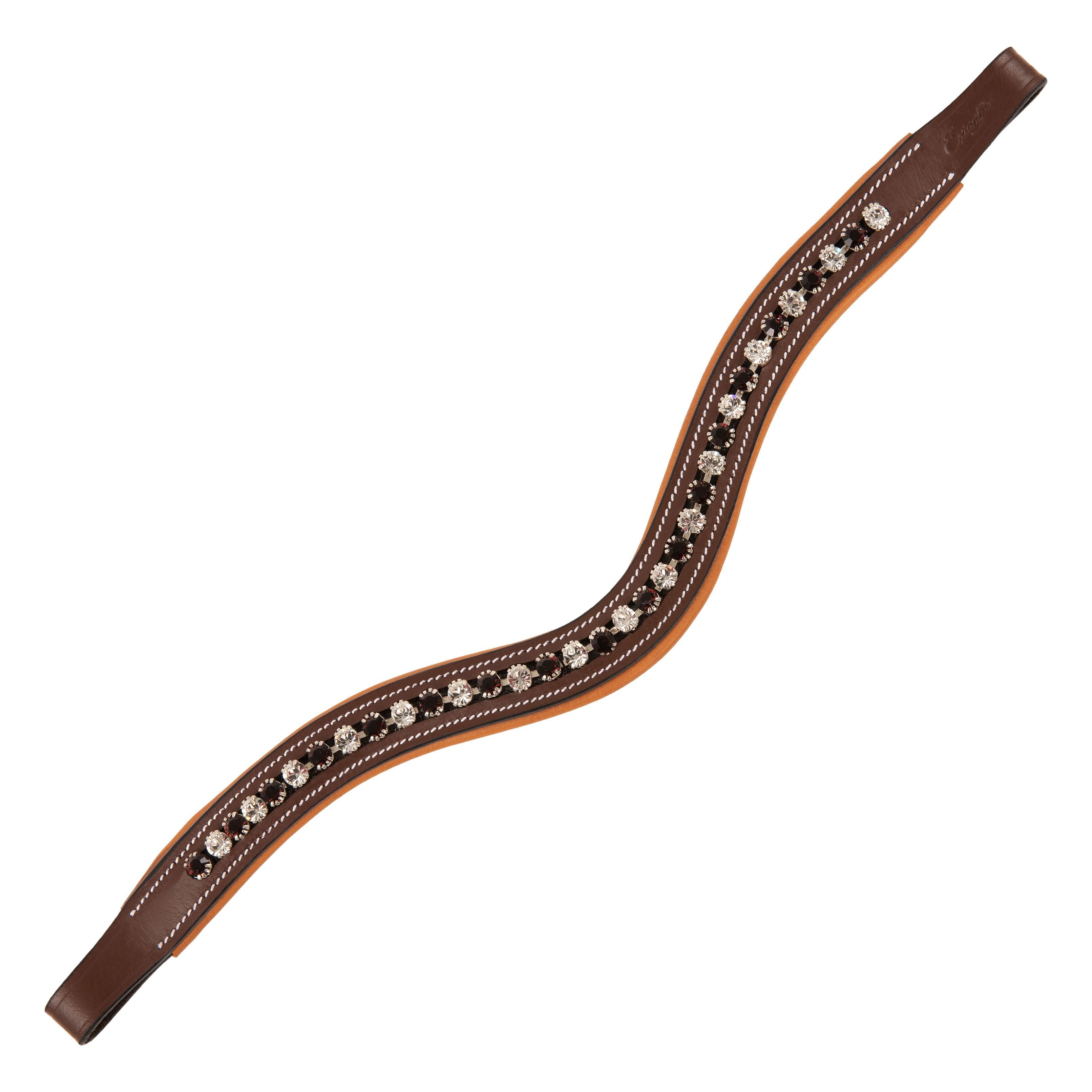 ExionPro Elegant Soft Padded Clear Crystal, Burgundy Colored Crystal Browband by Bridles & Reins - alternate view 3