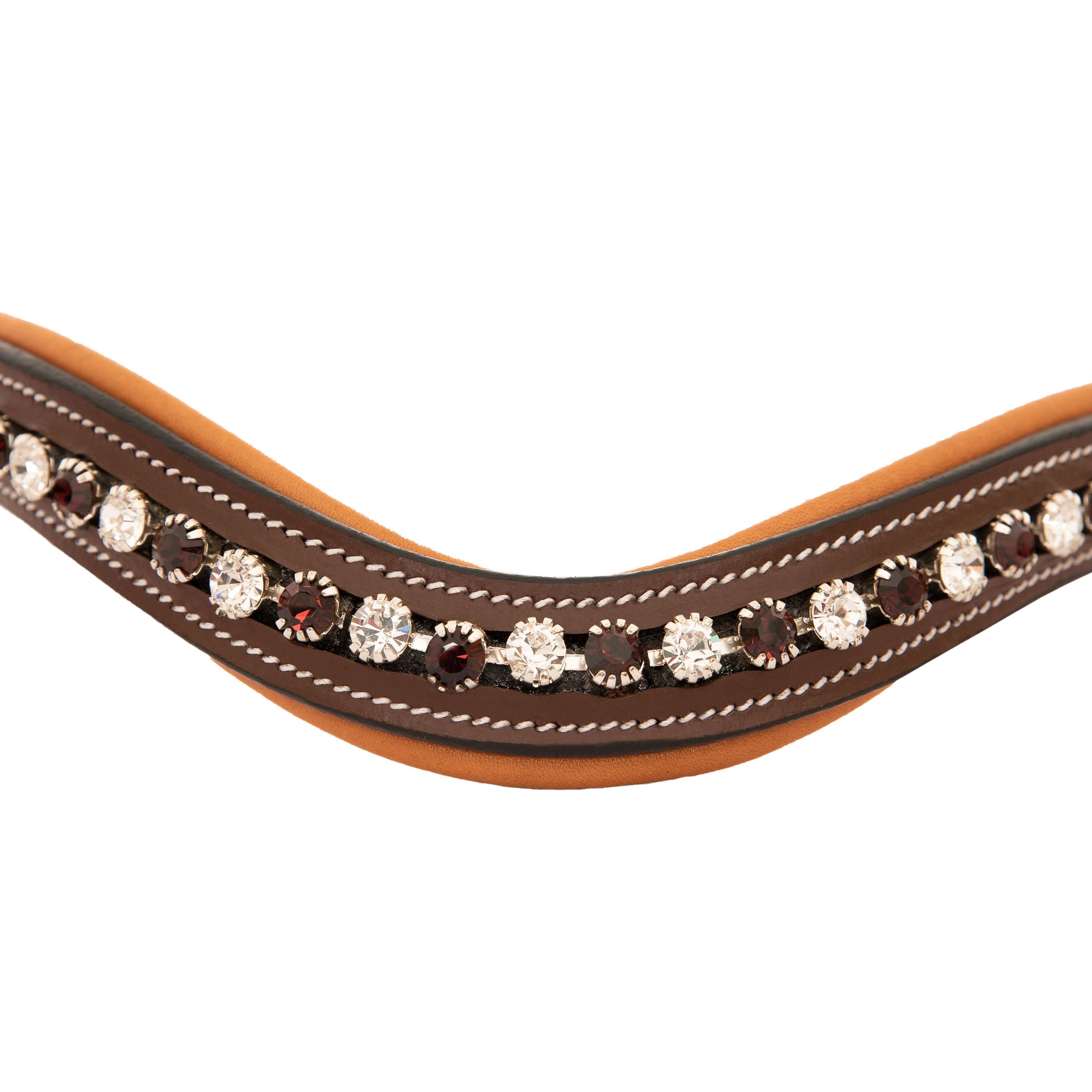 ExionPro Elegant Soft Padded Clear Crystal, Burgundy Colored Crystal Browband by Bridles & Reins - alternate view 8