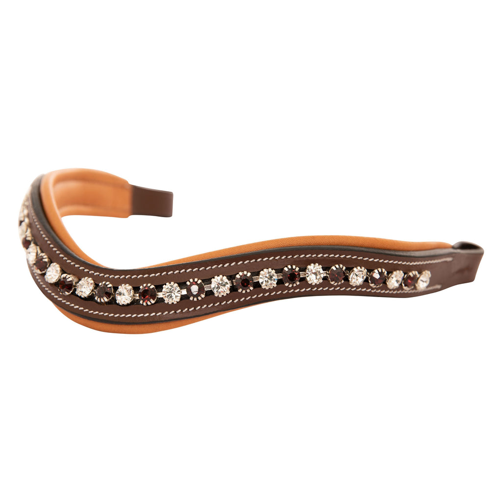 ExionPro Elegant Soft Padded Clear Crystal, Burgundy Colored Crystal Browband by Bridles & Reins - alternate view 7