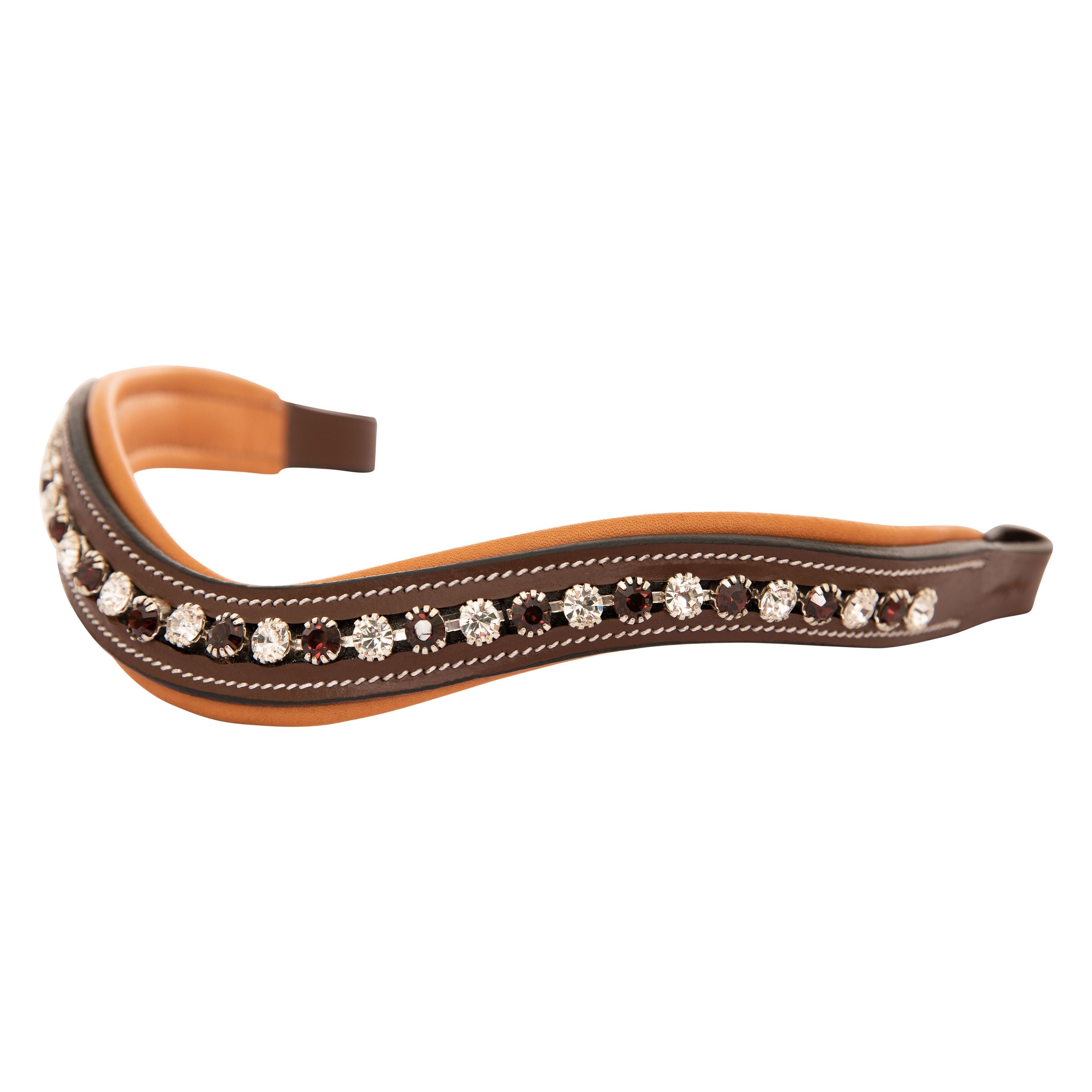ExionPro Elegant Soft Padded Clear Crystal, Burgundy Colored Crystal Browband by Bridles & Reins - alternate view 7