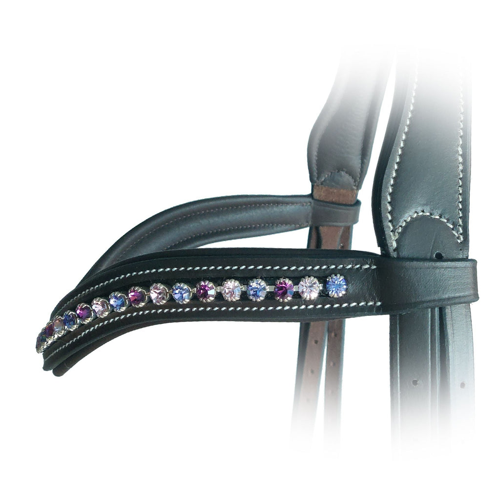 ExionPro Elegant Soft Padded Fuchsia, Light Rose, Tanzanite Colored Crystal Browband by Bridles & Reins - alternate view 3