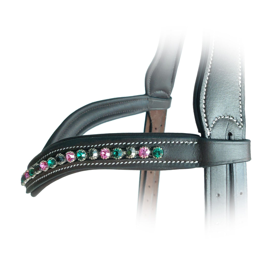 ExionPro Elegant Soft Padded Rose, Emerald, Jet Hematite Colored Crystal Browband by Bridles & Reins - alternate view 3