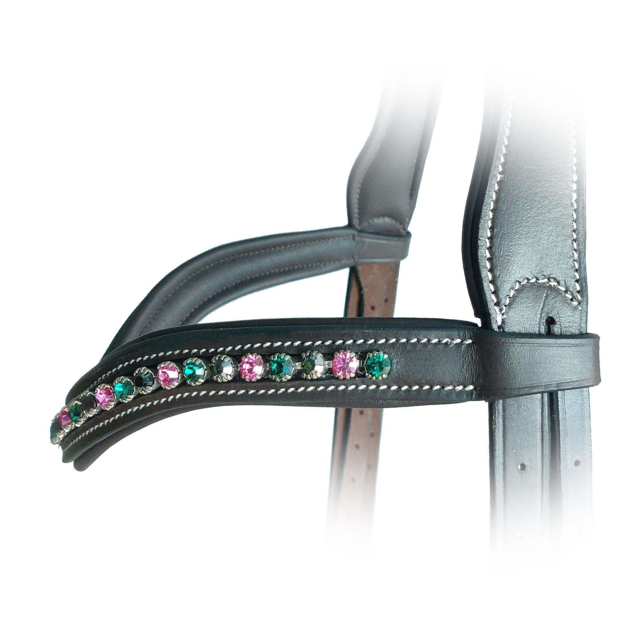 ExionPro Elegant Soft Padded Rose, Emerald, Jet Hematite Colored Crystal Browband by Bridles & Reins - alternate view 3
