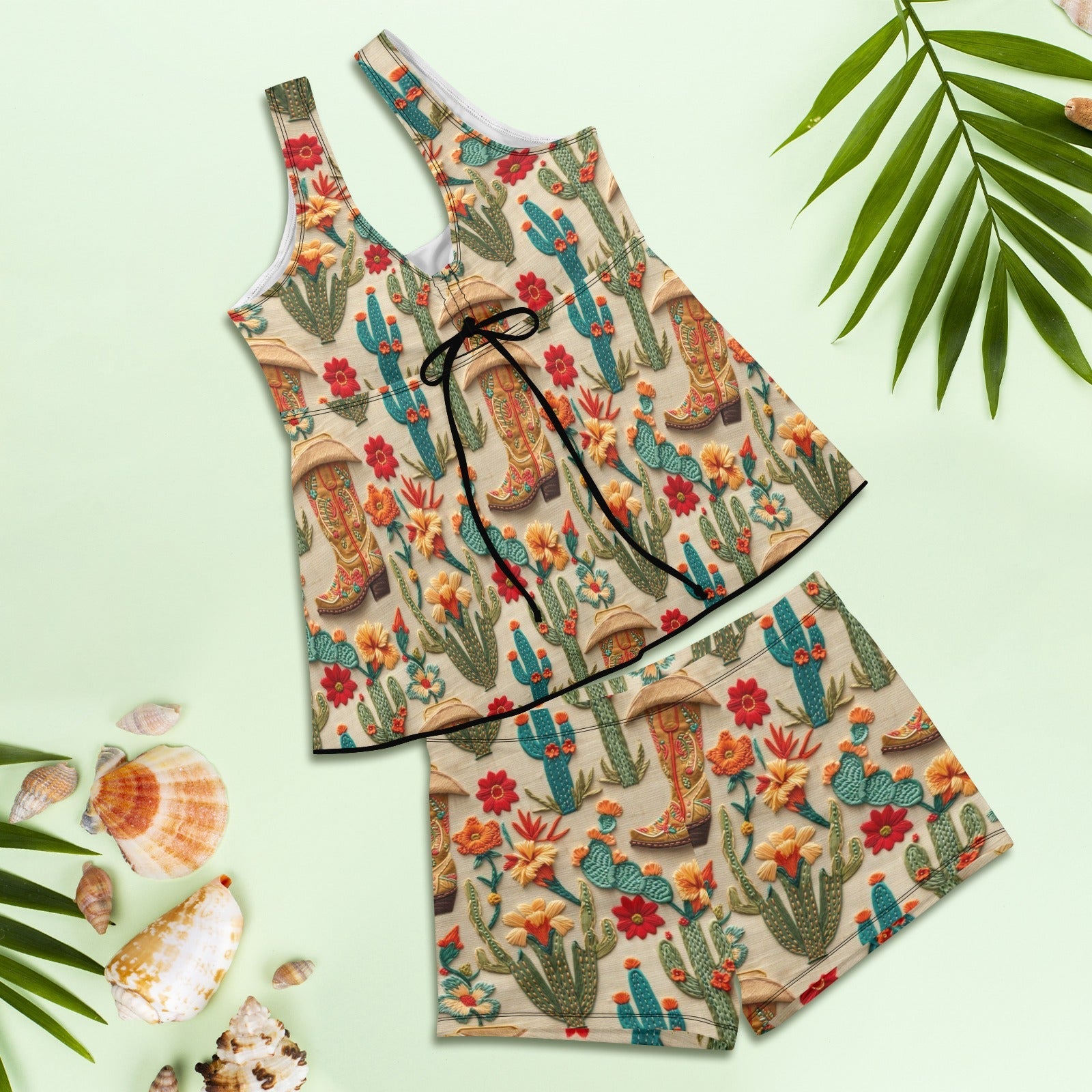 Baha Ranch Cactus and Boots Tankini Boy Shorts Swim Set by Baha Ranch Western Wear - product image 4