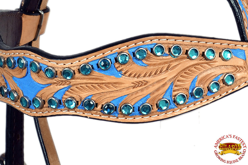 HILASON Western Horse Headstall Tack Bridle American Leather Hand Paint