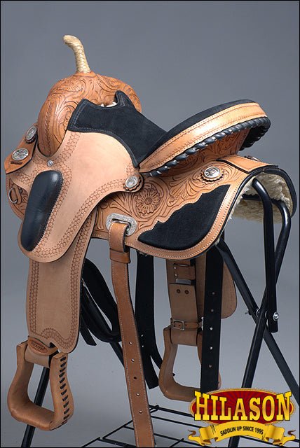 Western Trail Saddle With Flexible American Leather For Horses And Barrel Racing