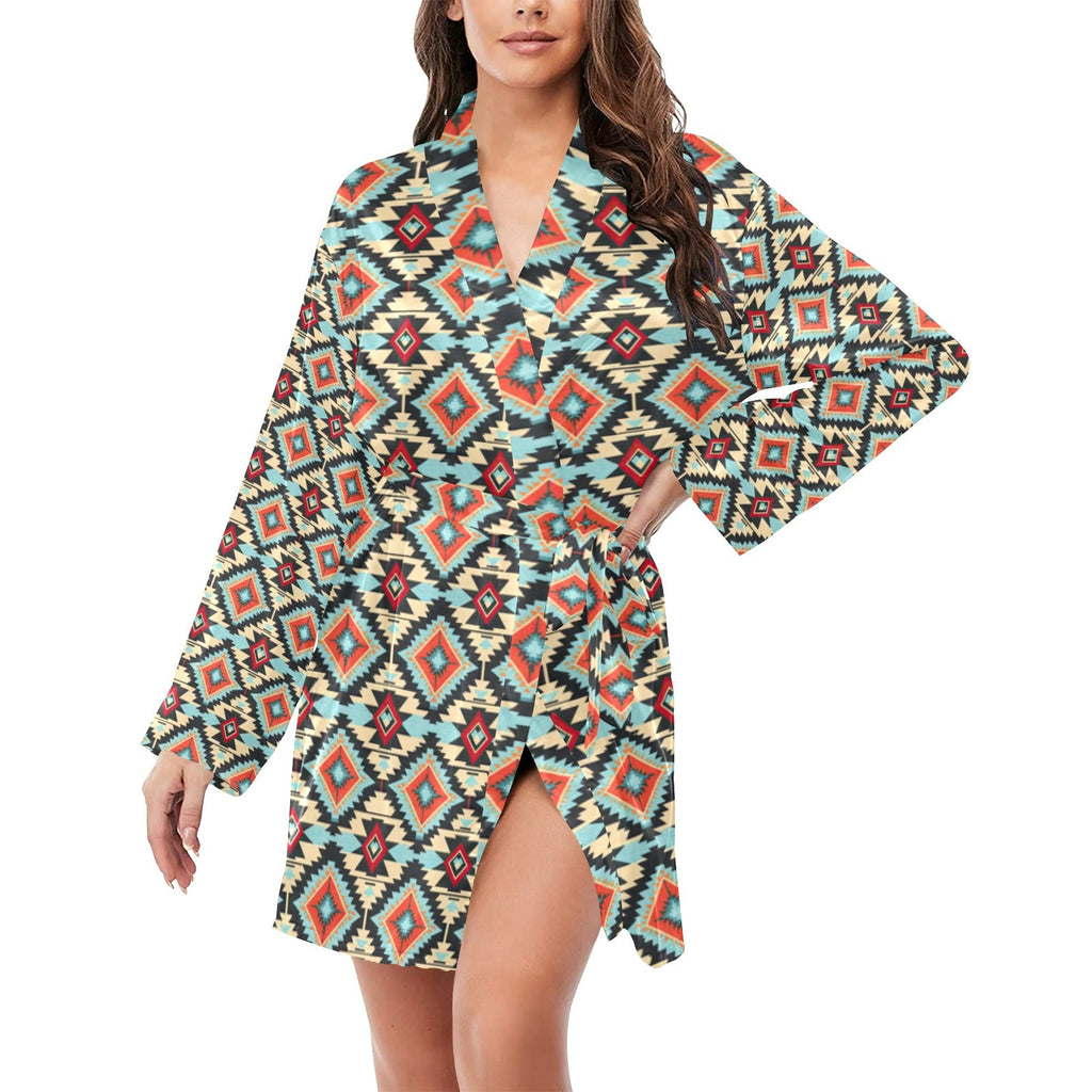 Baha Ranch Colorado Aztec Women's Belted Satin Feel Dressing Lounge Robe by Baha Ranch Western Wear