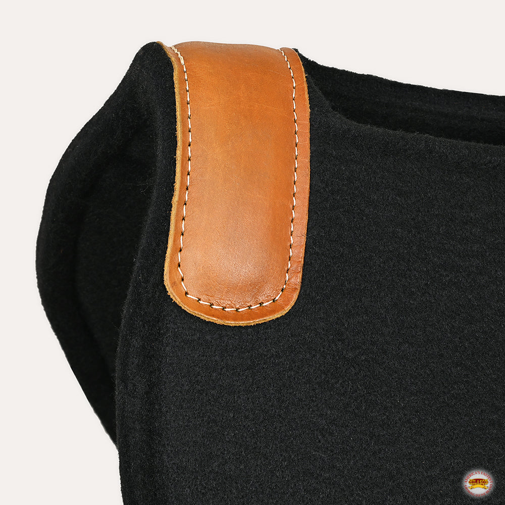 HILASON Western Wool Felt Horse Saddle Pad W/ Distressed Wear Leather | for Horses