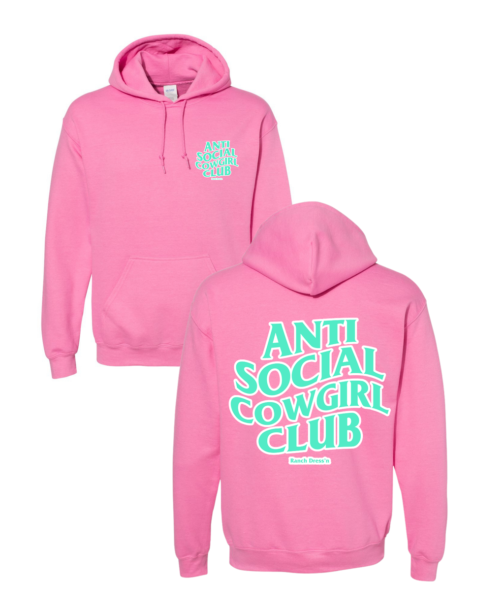 Anti Social Cowgirl Club Hoodie - Neon Pink — view 3