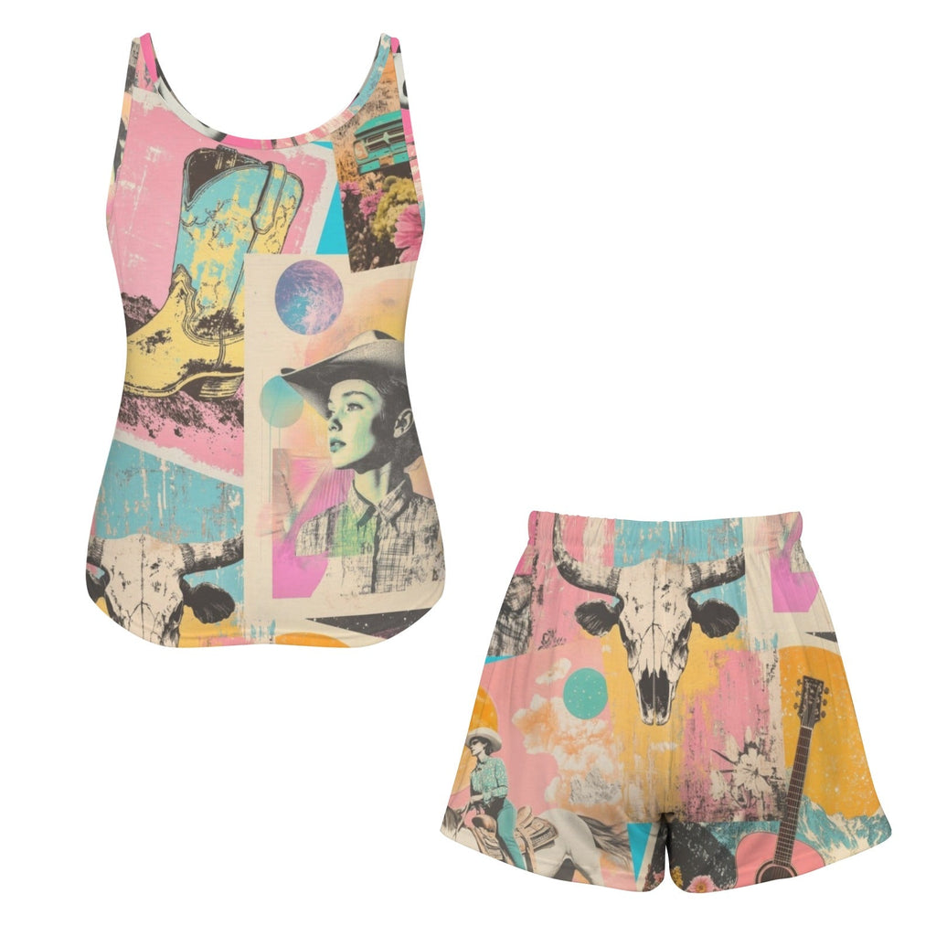 Baha Ranch Pop Western Collage Pajama Lounge Tank Shorts Set Made in America by Baha Ranch Western Wear - product image 7
