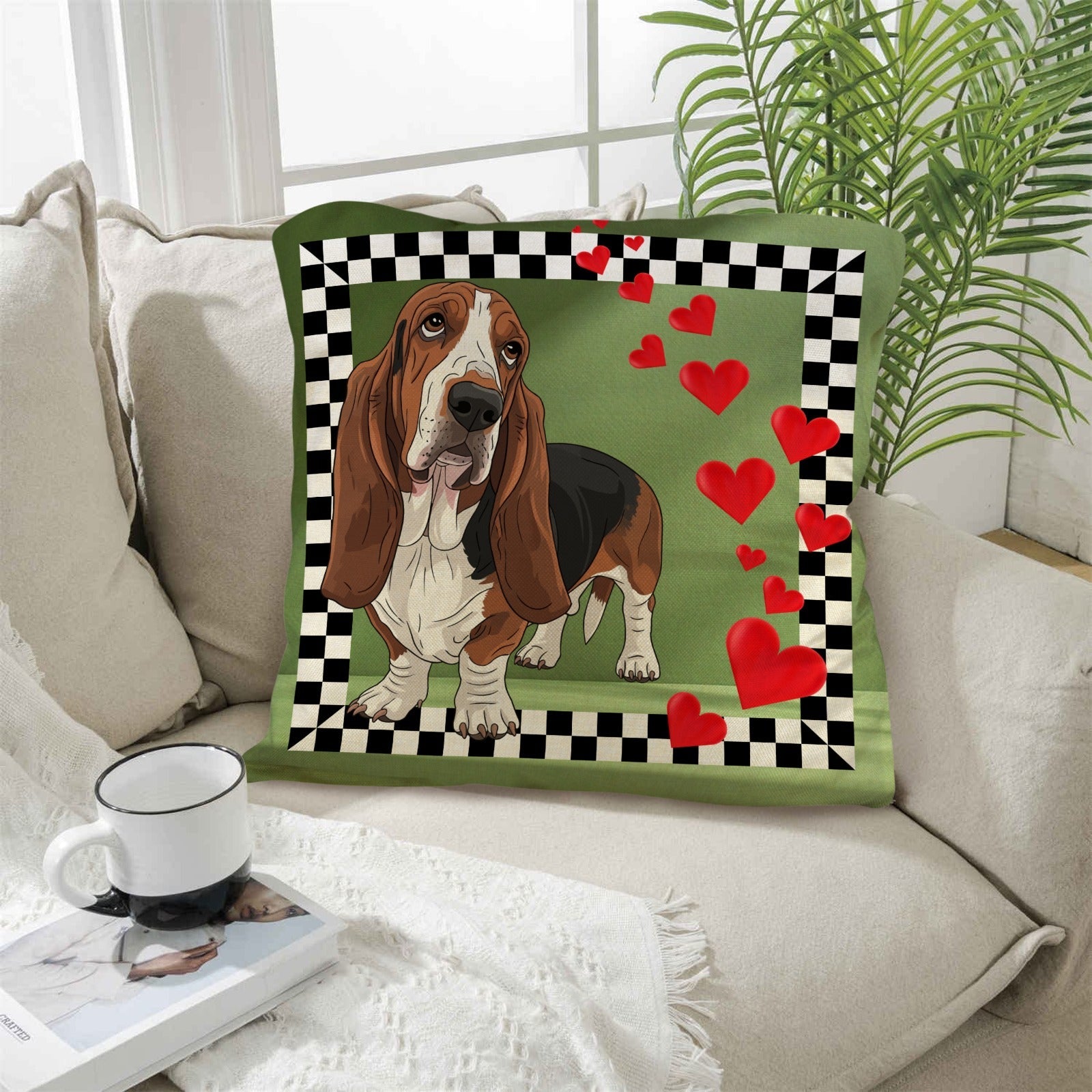 Baha Ranch Basset Hound Throw Pillow Case Made in America by Baha Ranch Western Wear