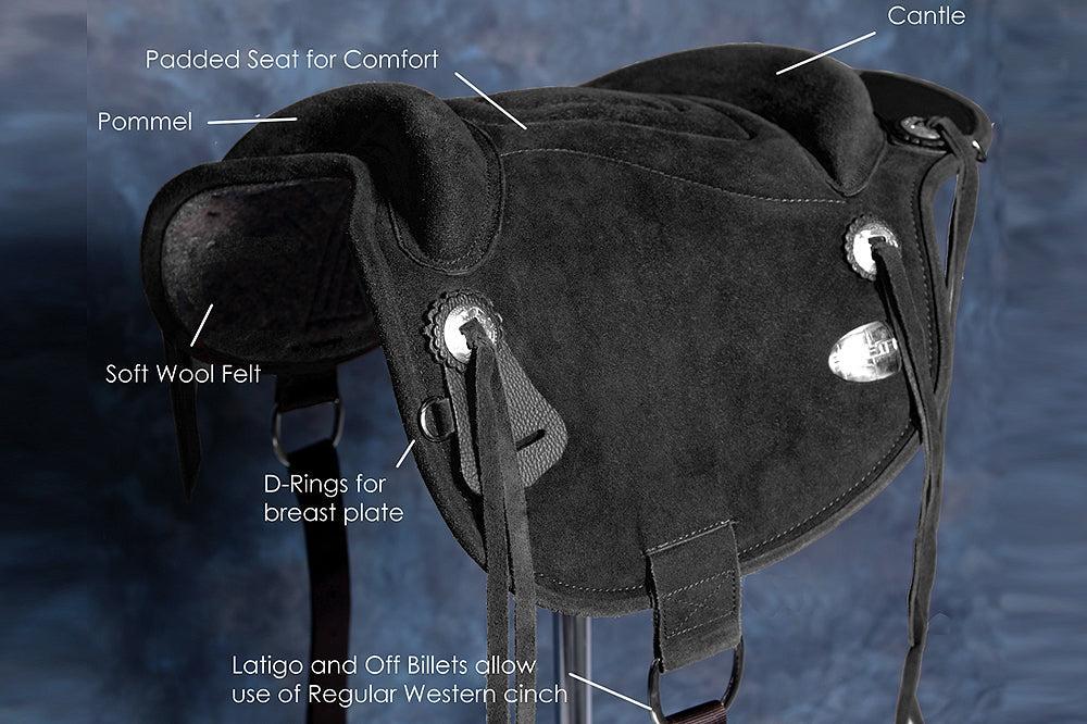 Hilason Baretek Treeless Bareback Pad, Black 23 x 35