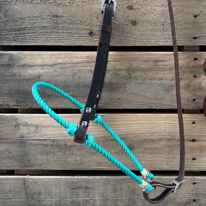 Turquoise Single Rope Noseband Lariat with Leather Hanger #HAN105 — view 2