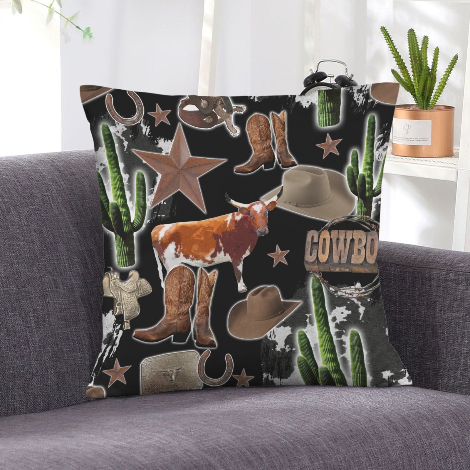 Baha Ranch Cowboy Collage Velvety Soft Throw Pillow Case Made in America by Baha Ranch Western Wear - product image 4
