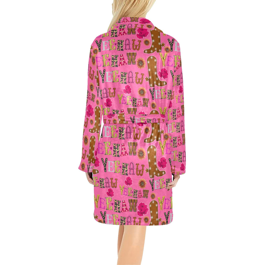 Baha Ranch Pink Yeehaw Women's Western Bath Robe by Baha Ranch Western Wear - product image 2