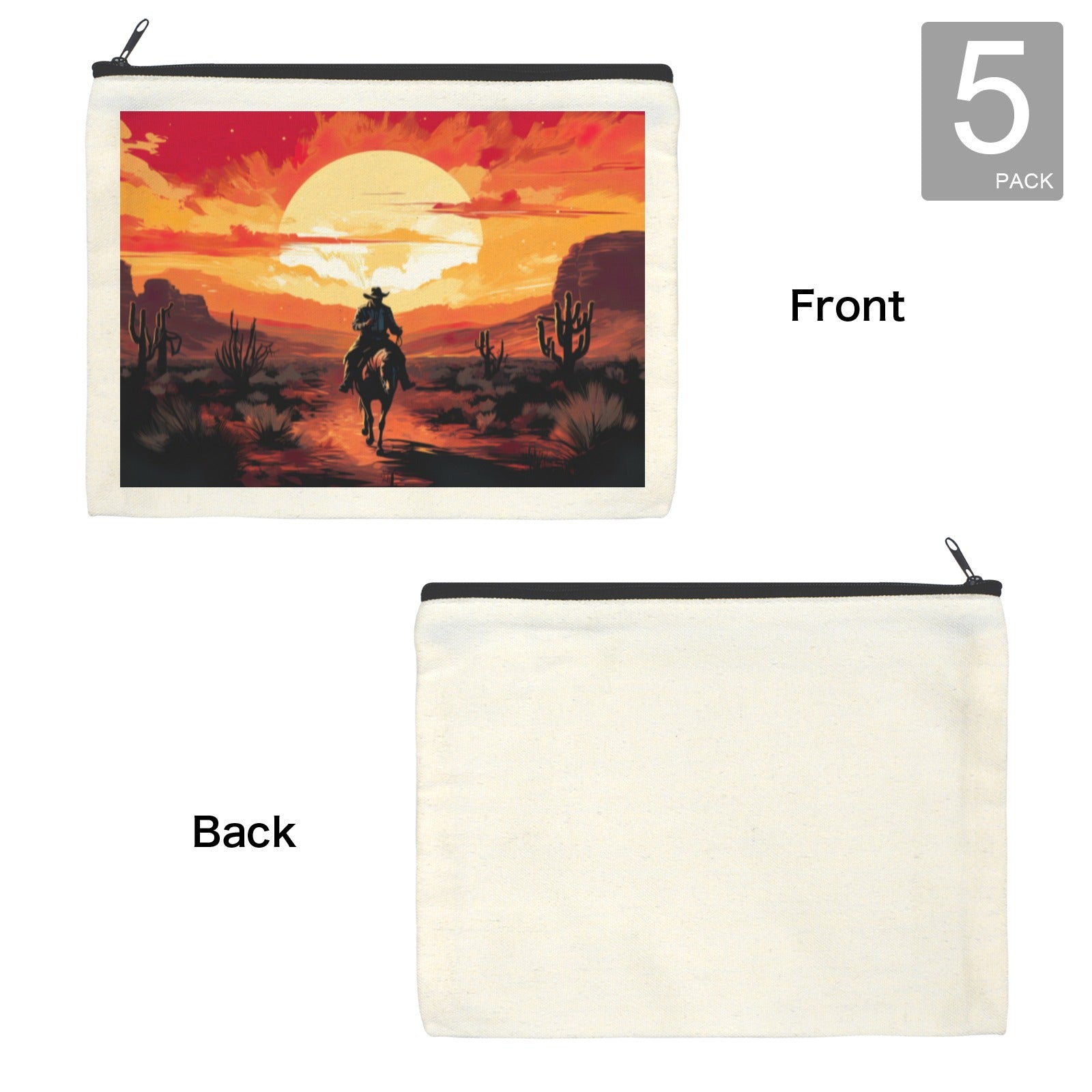 Baha Ranch Western Cowboy Sunset Cosmetic Bag Pack of 5 Made in America by Baha Ranch Western Wear - product image 4
