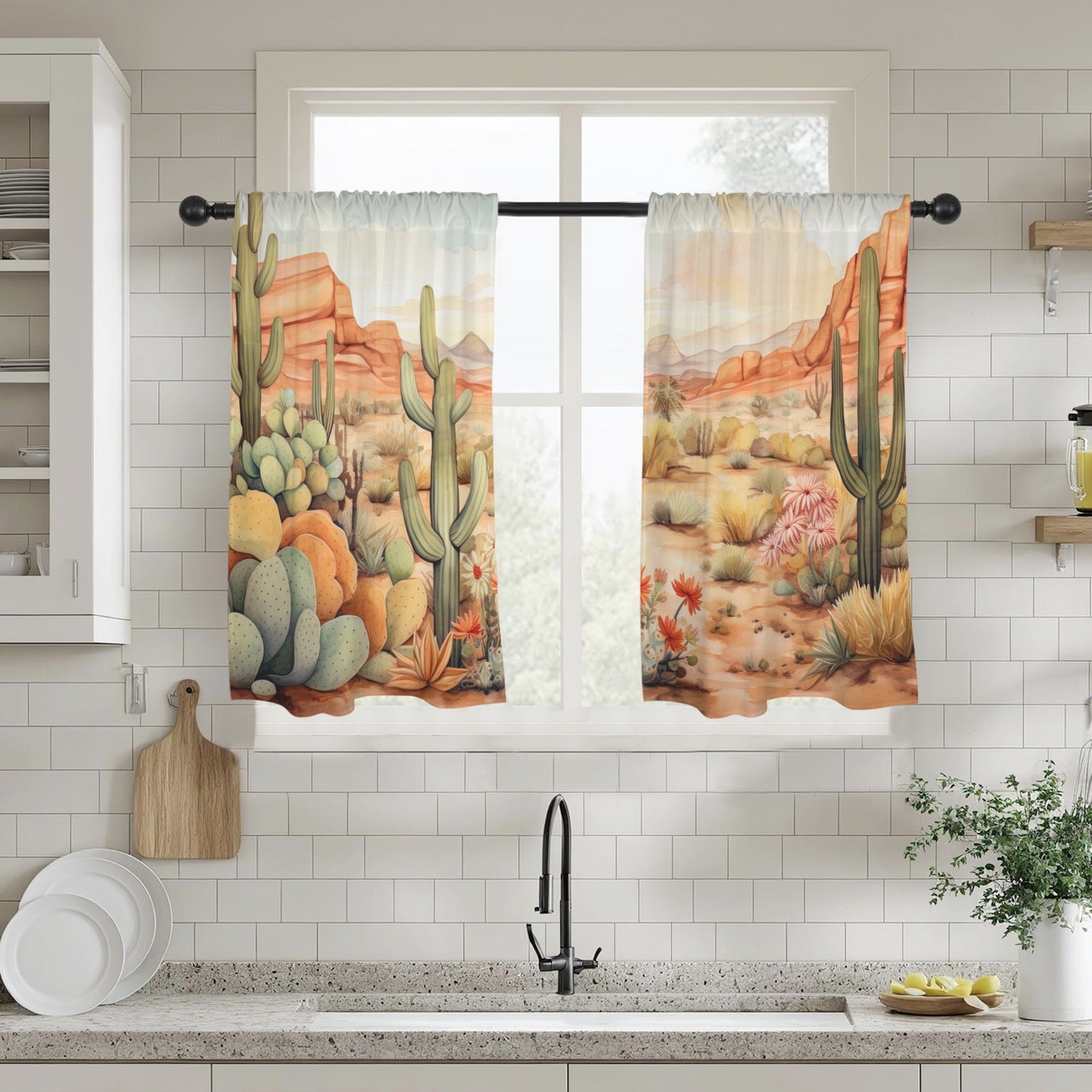 Baha Ranch Watercolor Desert Curtains 28"x40" (2-Piece) Made in America by Baha Ranch Western Wear