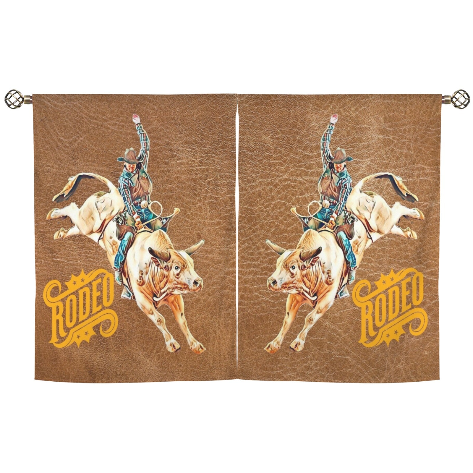Baha Ranch Rodeo Bullrider Window Curtains 28"x40" (2-Piece) Made in America by Baha Ranch Western Wear - product image 2