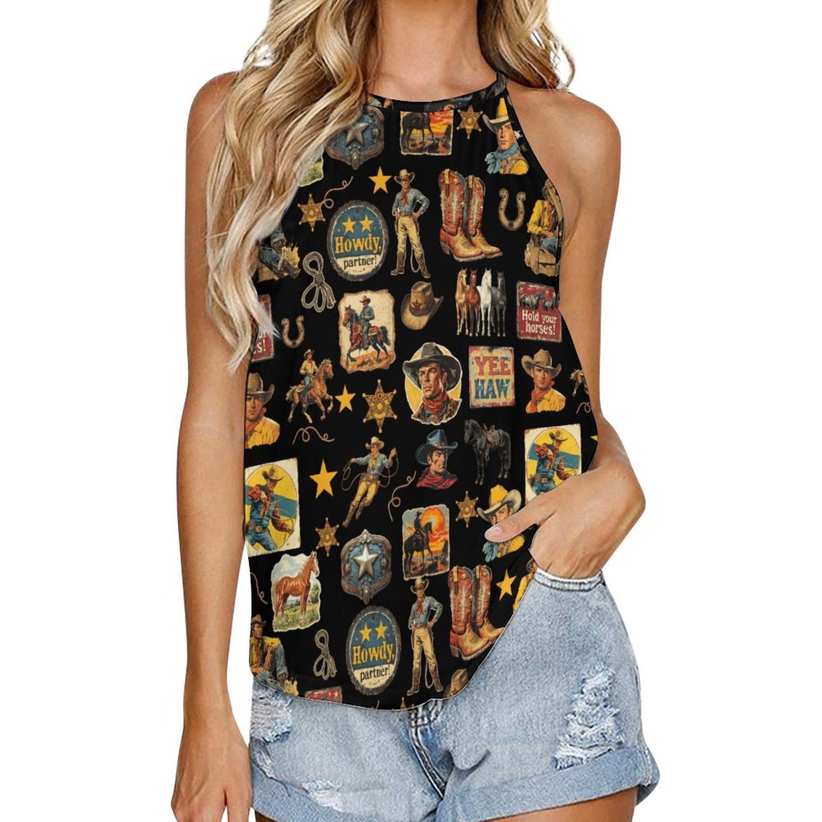 Baha Ranch Vintage Cowboy Collage Western Tank Top by Baha Ranch Western Wear - product image 2