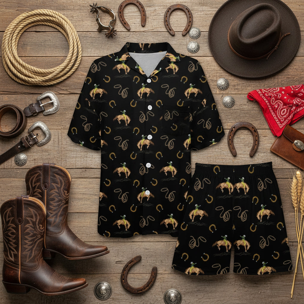 Baha Ranch Rodeo Cowboy Women's Western Short Pajama Set Made in America by Baha Ranch Western Wear - product image 4