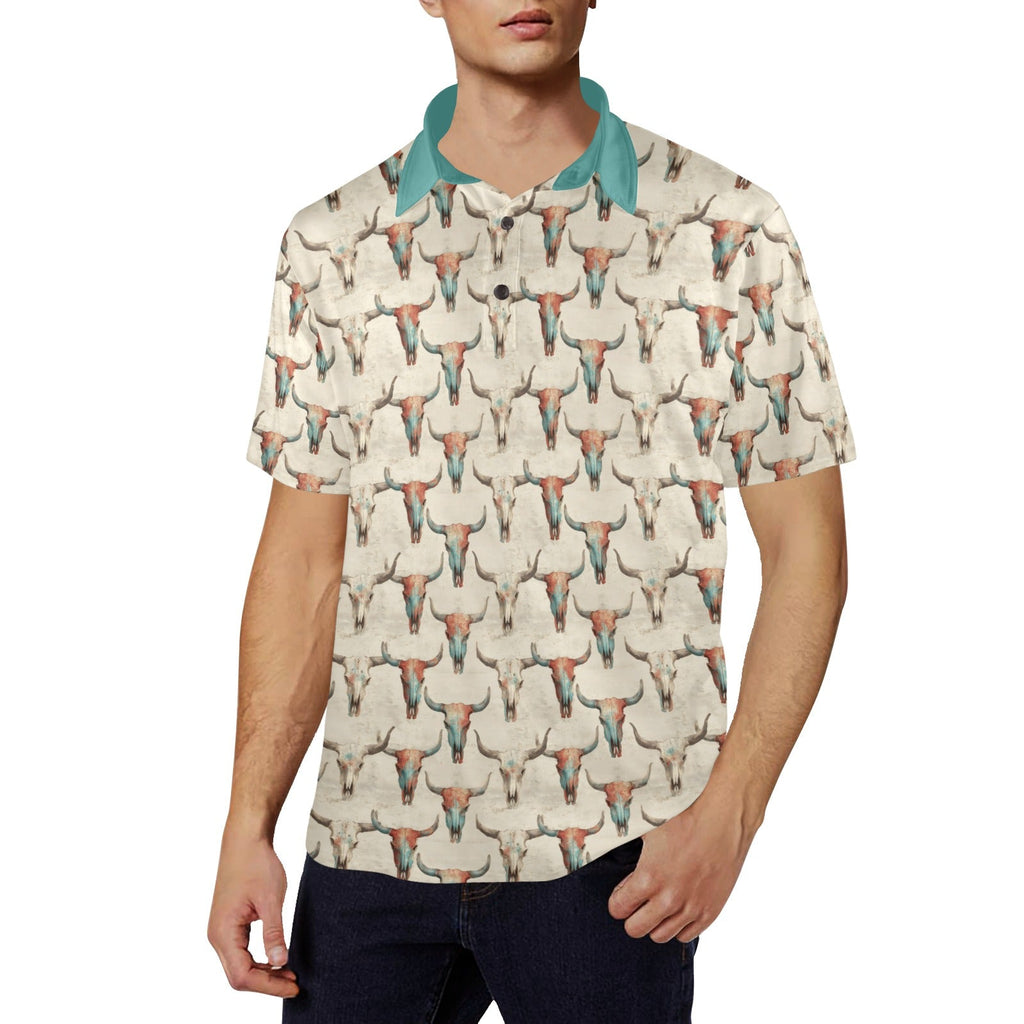 Baha Ranch Colored Skulls Men's Polo Style Shirt by Baha Ranch Western Wear - product image 2