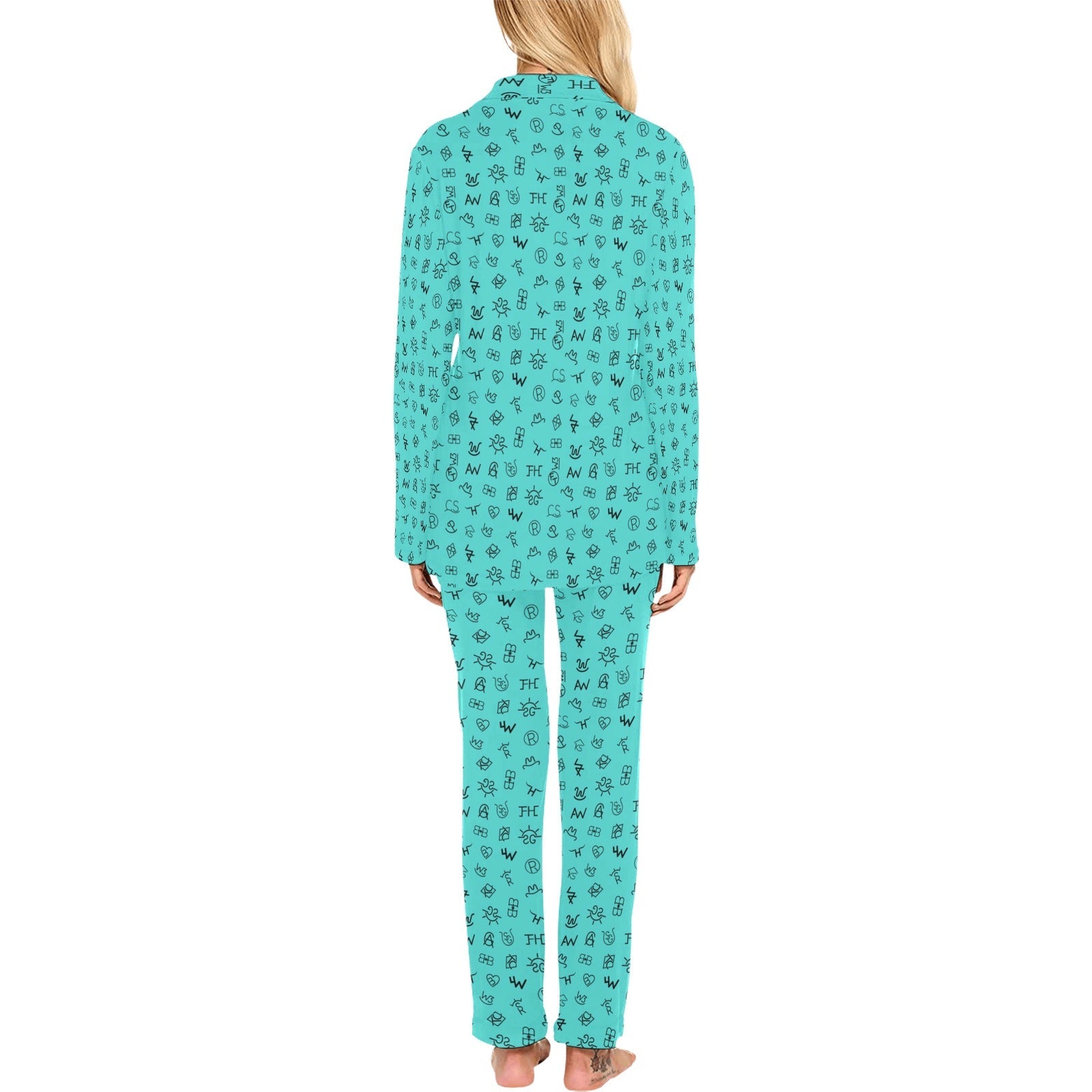 Baha Ranch Turquoise Cattle Brands Women's Western Pajama Set by Baha Ranch Western Wear - product image 2