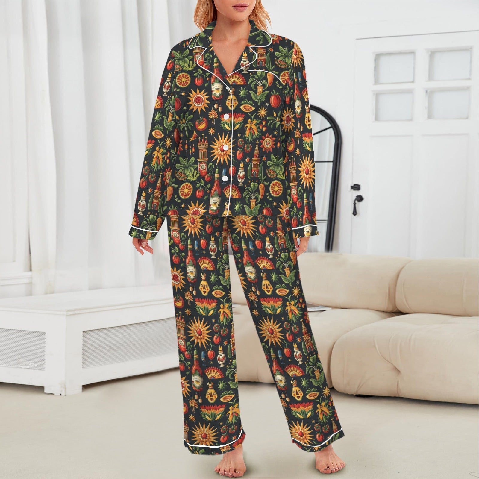 Baha Ranch Colores De Mexico - Mexican Culture Satin Pajamas by Baha Ranch Western Wear - product image 2
