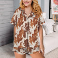 Baha Ranch Cow Hide Print Western Cowgirl Satin Pajama Set by Baha Ranch Western Wear - product image 2