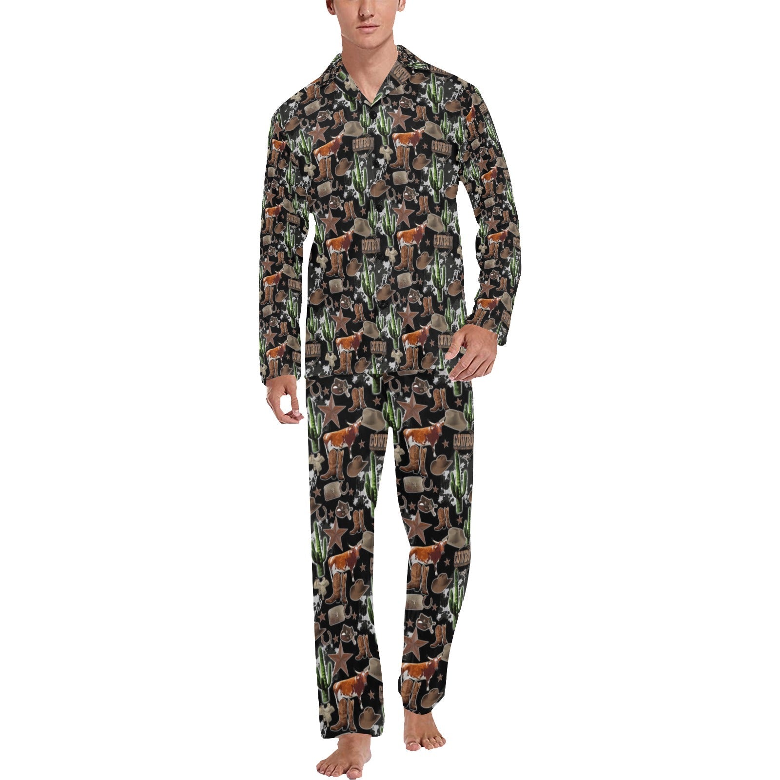 Baha Ranch Longhorn Ranch Men's Western Pajama Set by Baha Ranch Western Wear