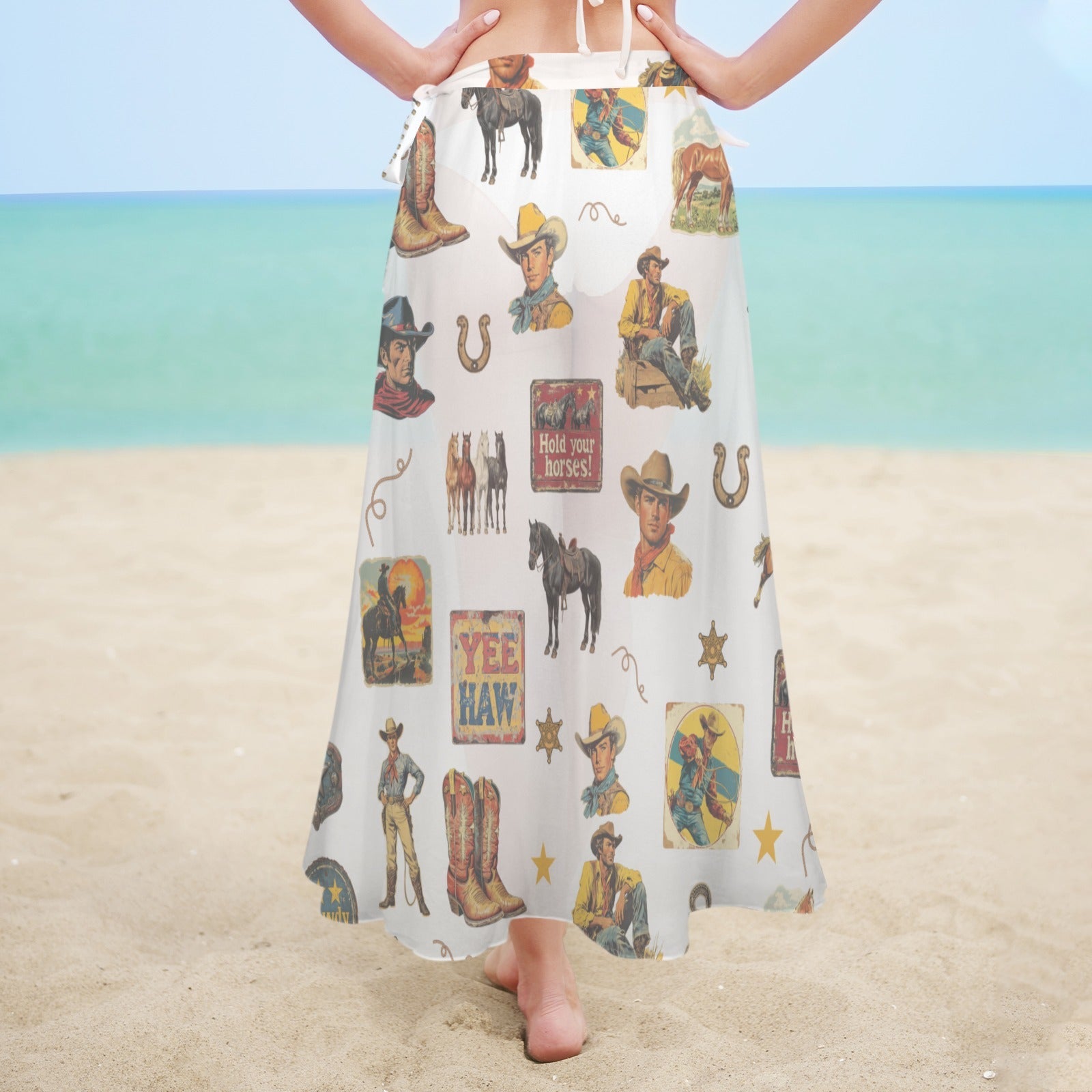 Baha Ranch Vintage Cowboy Collage Beach Coverup Skirt by Baha Ranch Western Wear - product image 4