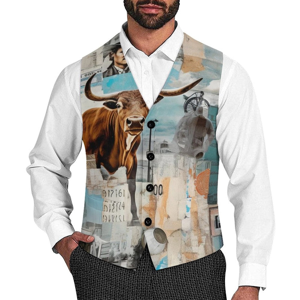 Baha Ranch Vintage Western Collage Men's Vest by Baha Ranch Western Wear