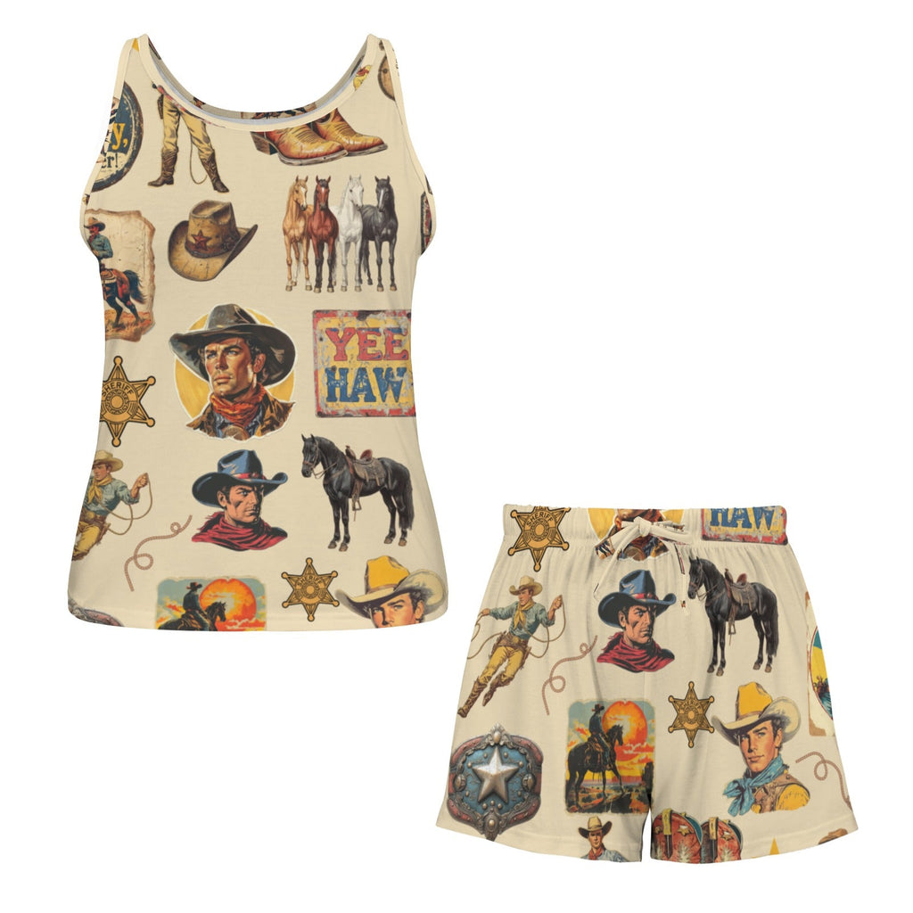 Baha Ranch Vintage Cowboy Collage Pajama Lounge Tank Shorts Set Made in America by Baha Ranch Western Wear - product image 5