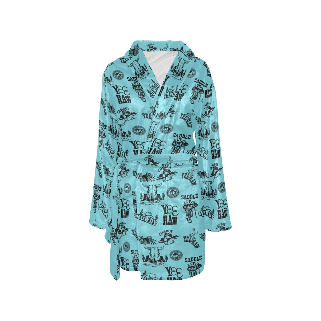 Baha Ranch Blue Cowboy Print Western Bath Robe by Baha Ranch Western Wear - product image 3