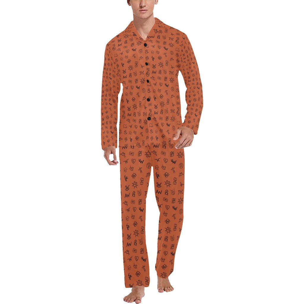 Baha Ranch Rust Cattle Brands Men's Western Pajama Set by Baha Ranch Western Wear