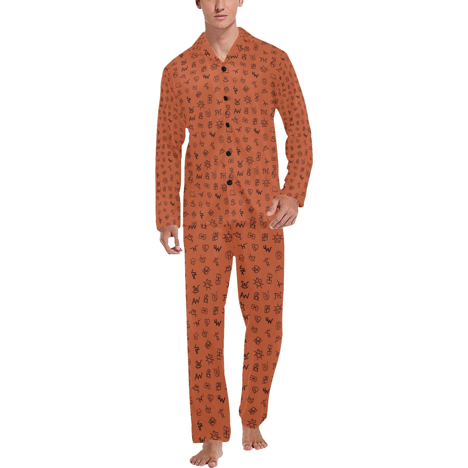 Baha Ranch Rust Cattle Brands Men's Western Pajama Set by Baha Ranch Western Wear