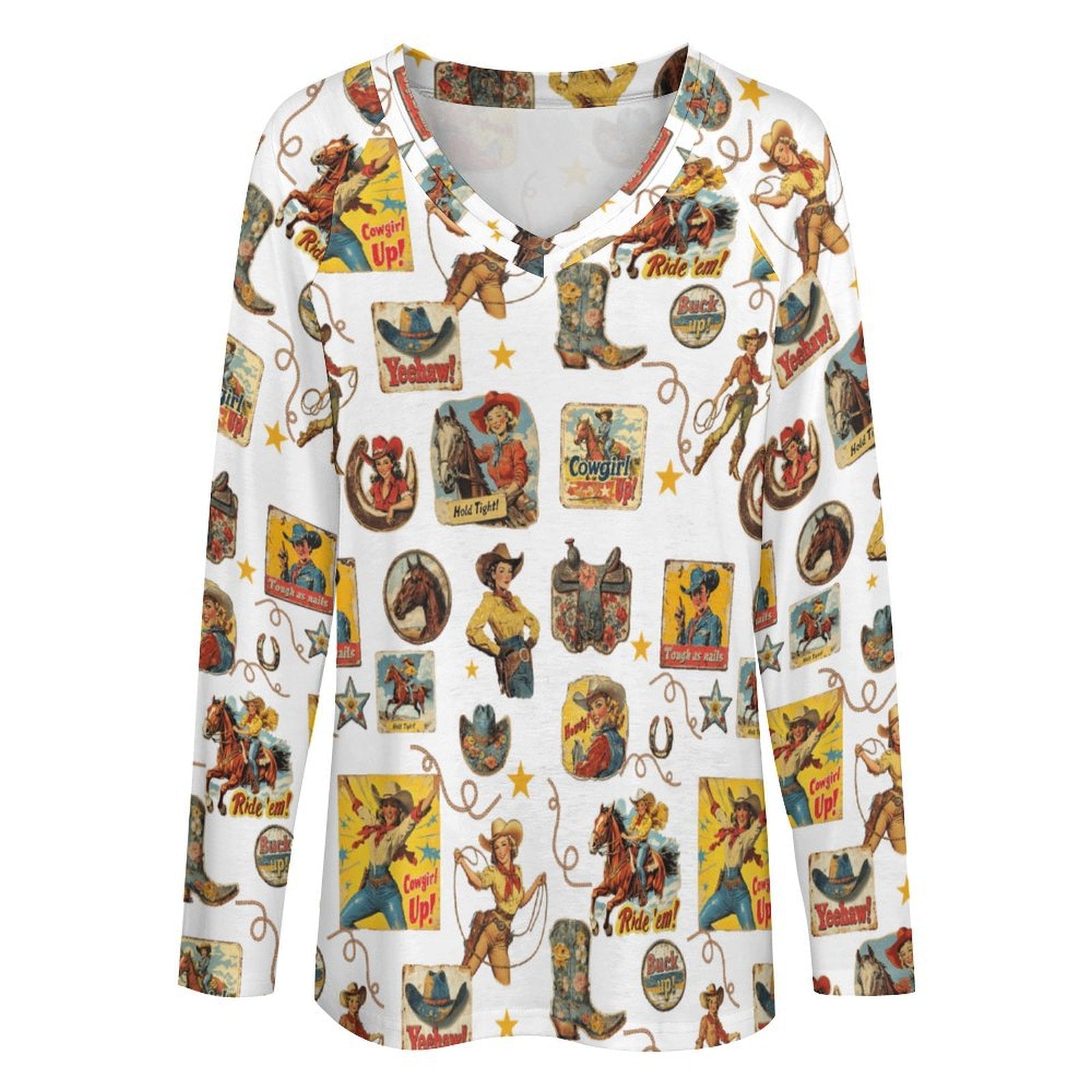 Baha Ranch Vintage Cowgirl Collage Western Print Long Sleeve Top by Baha Ranch Western Wear - product image 3
