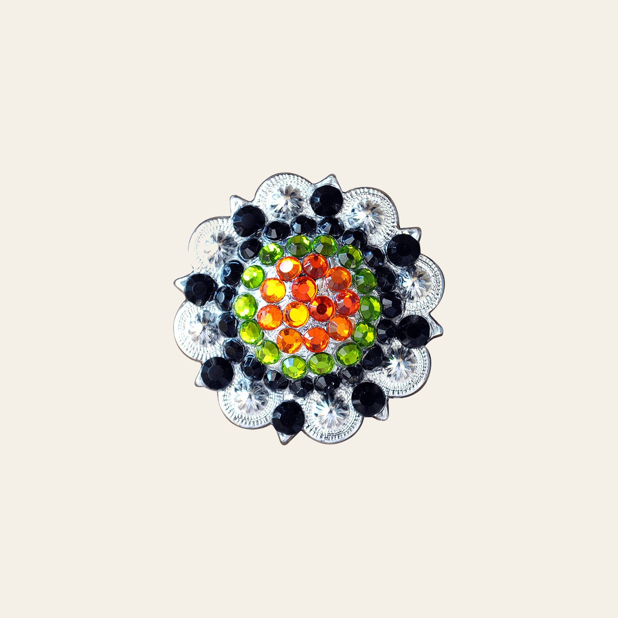 HILASON Western Nickle Plated Rhinestone Berry Concho Bling | Belt Slotted Conchos
