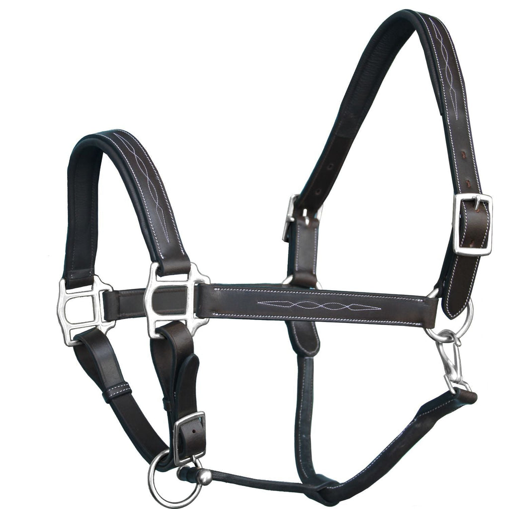 ExionPro Fancy Stitched Halter - Brass Nickel Hardware by Bridles & Reins