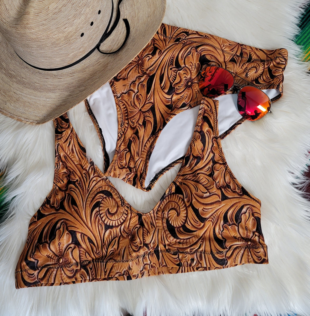 Yeehaw Tooled Leather Print Bikini by Baha Ranch Western Wear - product image 12