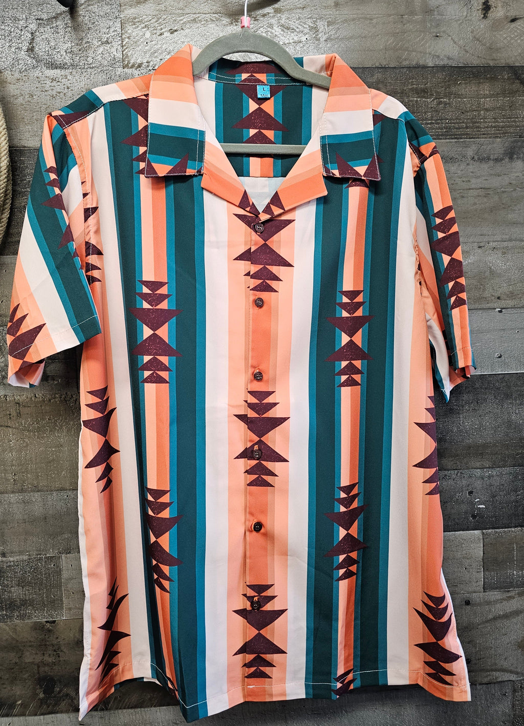 Cocoa Aztec Men's Western Camp Shirt by Baha Ranch Western Wear