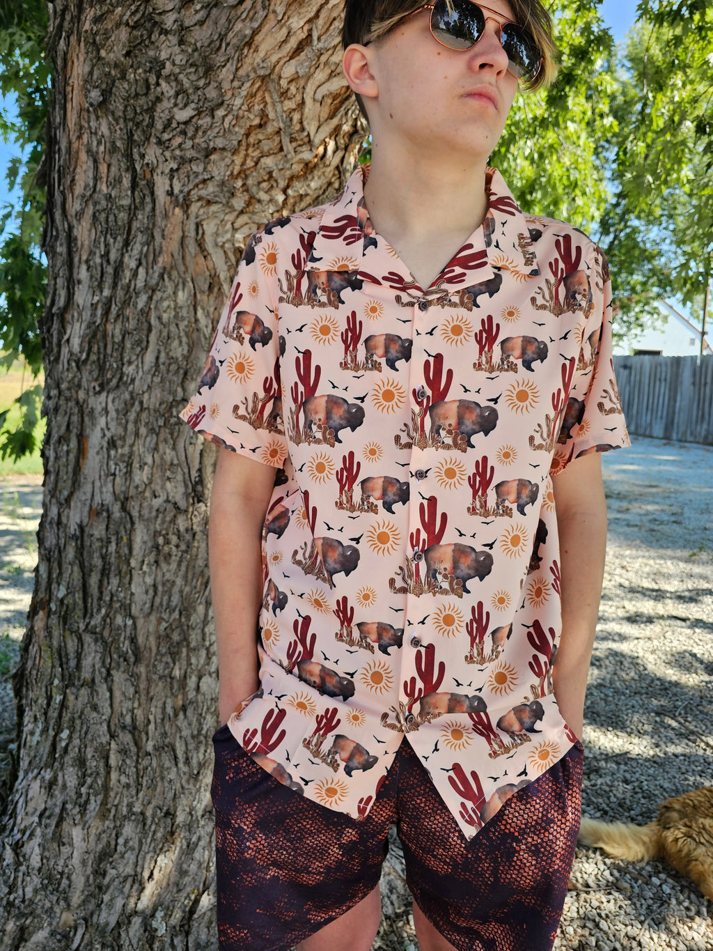 Desert Bison Men's Western Camp Shirt by Baha Ranch Western Wear